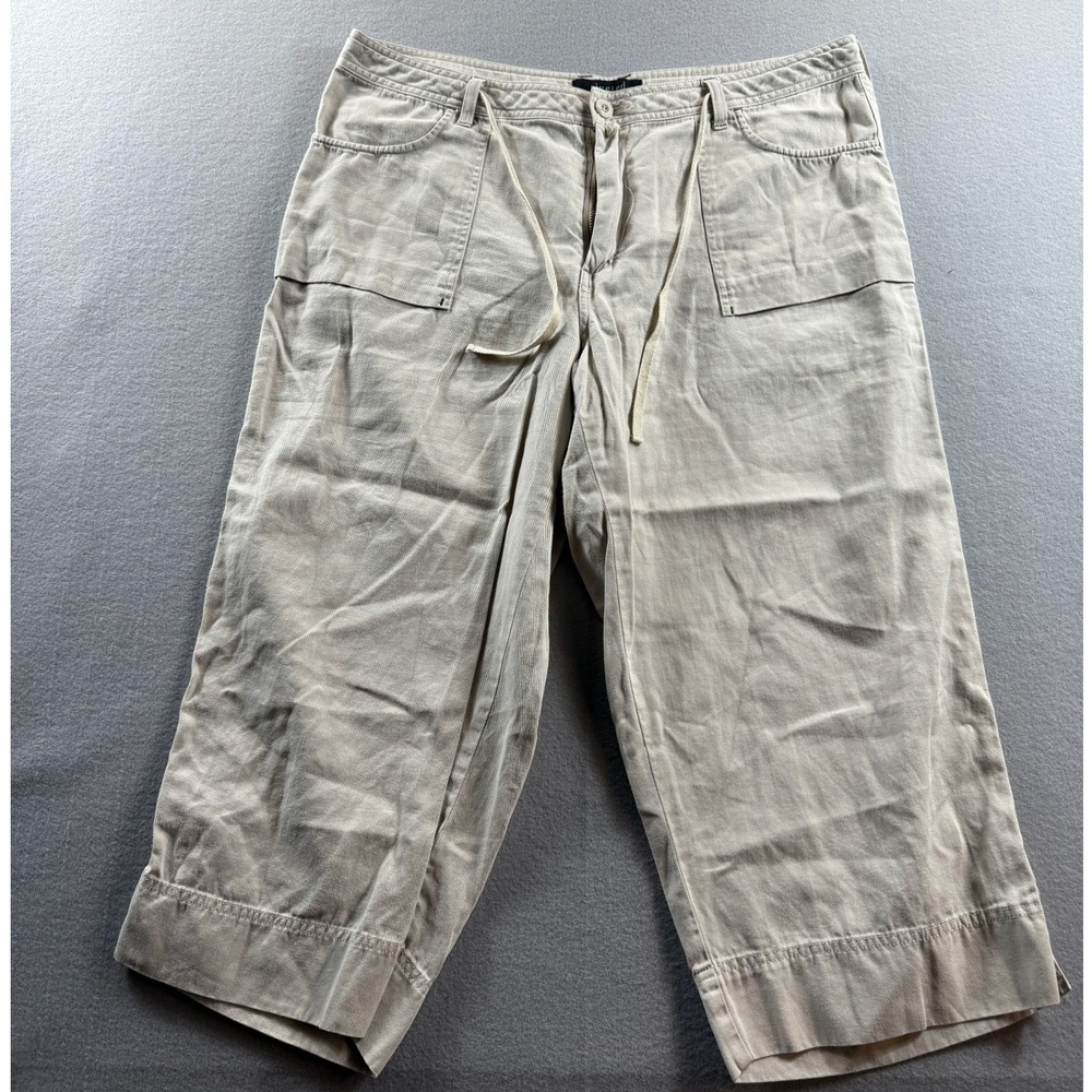 Riveted By Lee Capri Pants Women 18M Beige Ramie Cotton Drawstring 38x21